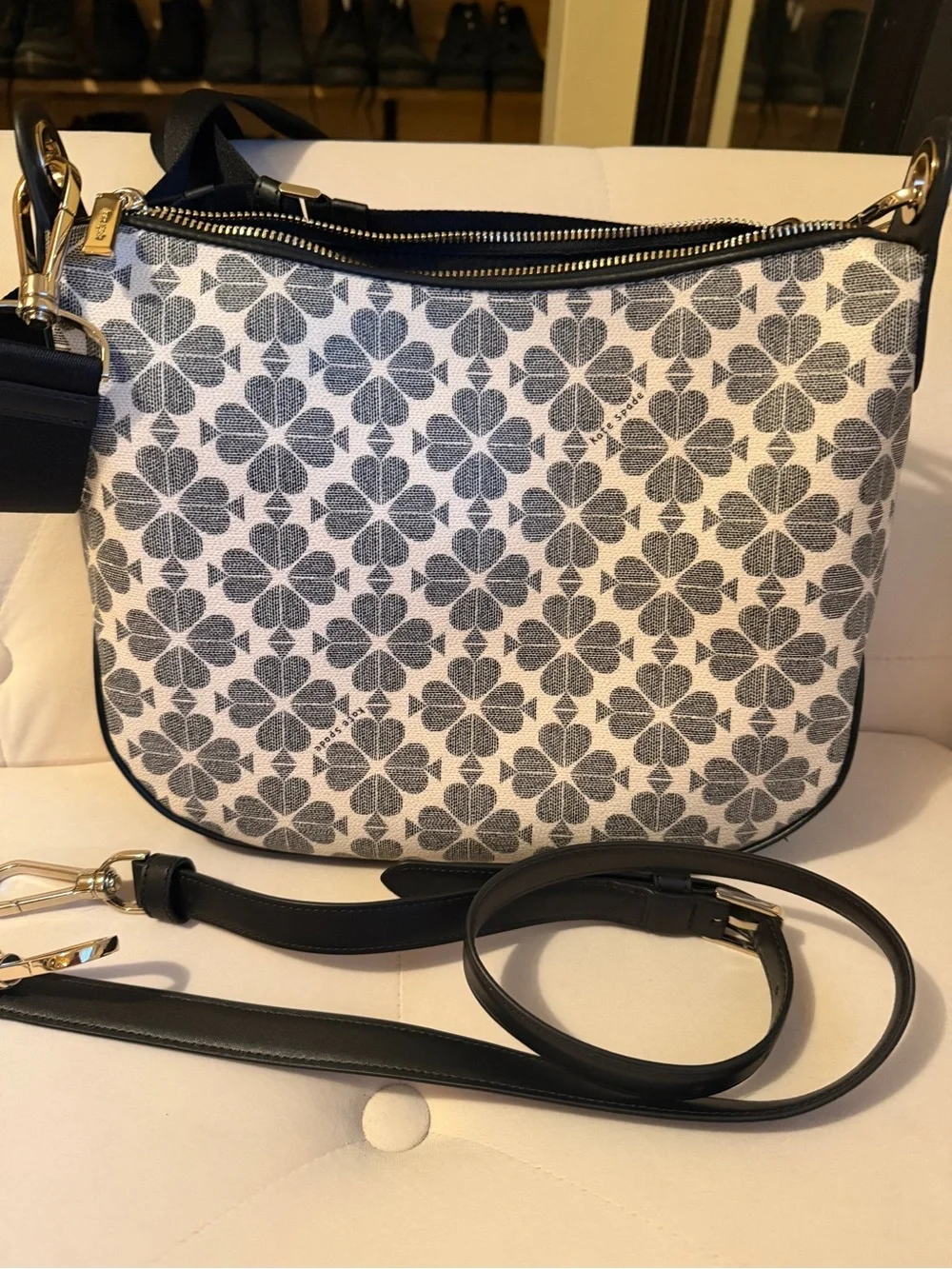 kate spade Black & White spades Crossbody with Black Coin Pouch